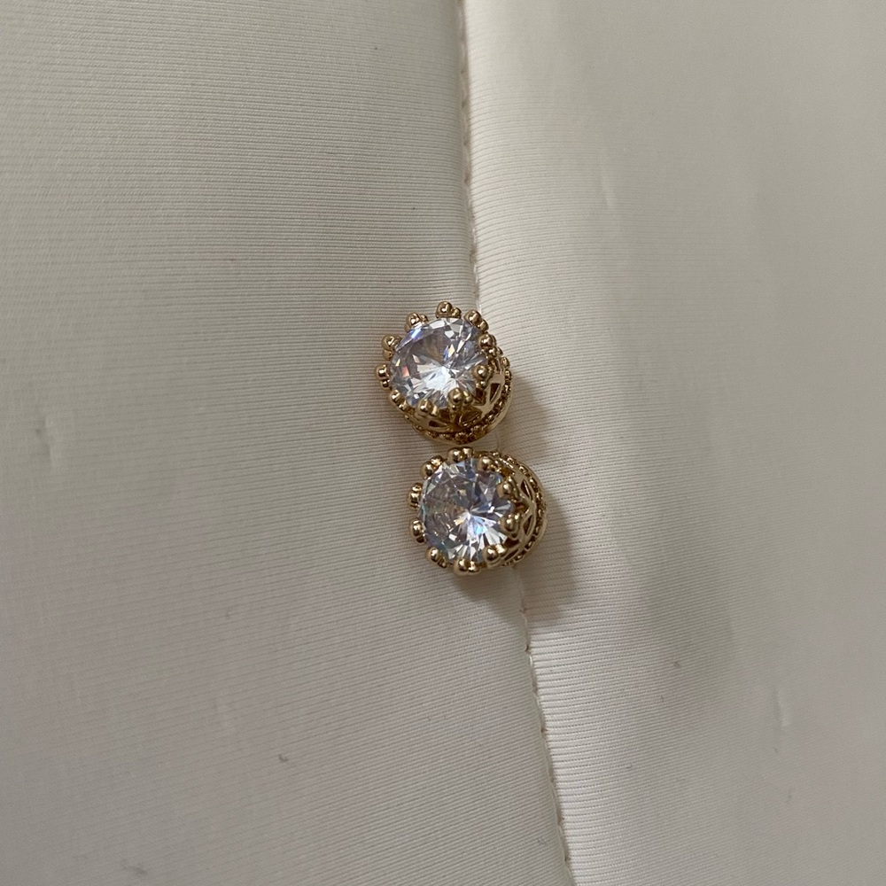 Gold diamond earrings and 2 ear cuffs